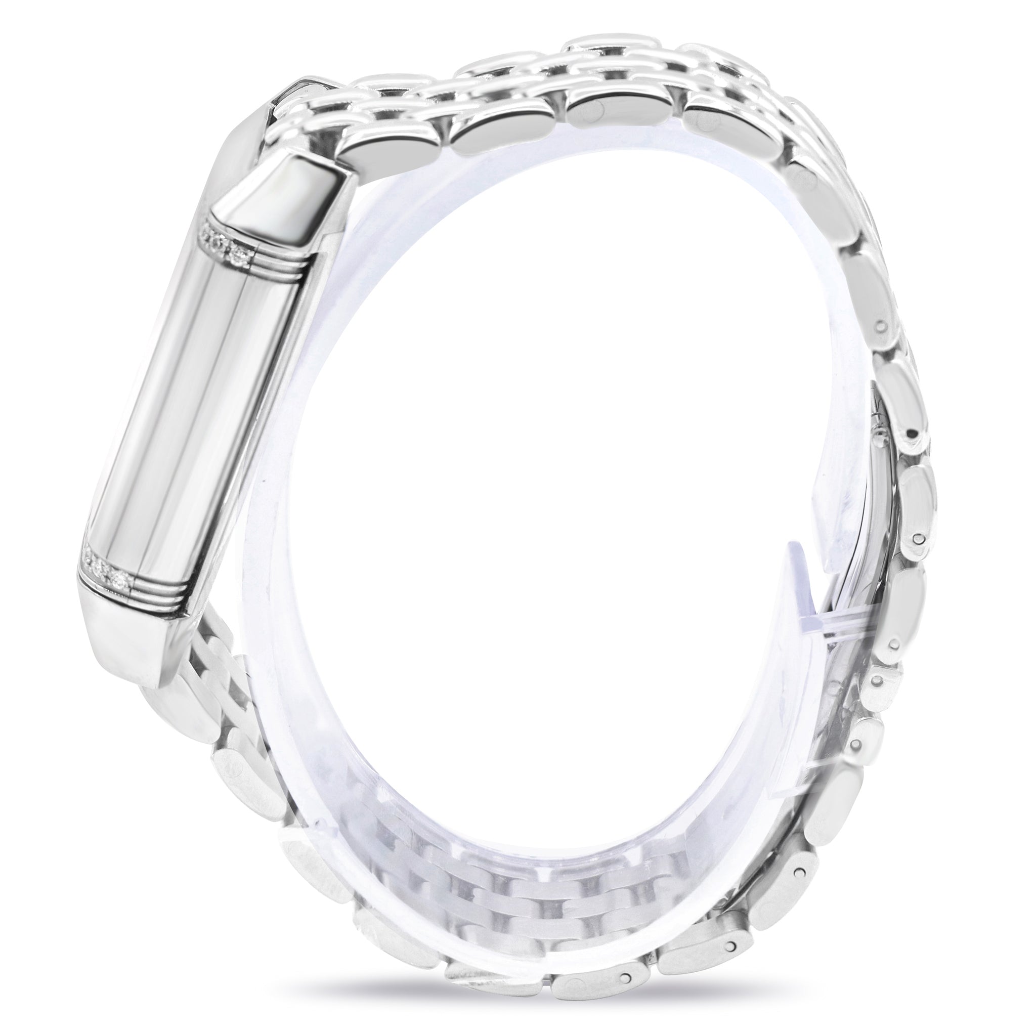 REVERSO DUETTO STEEL SILVER/BLACK DIAL WITH DIAMOND