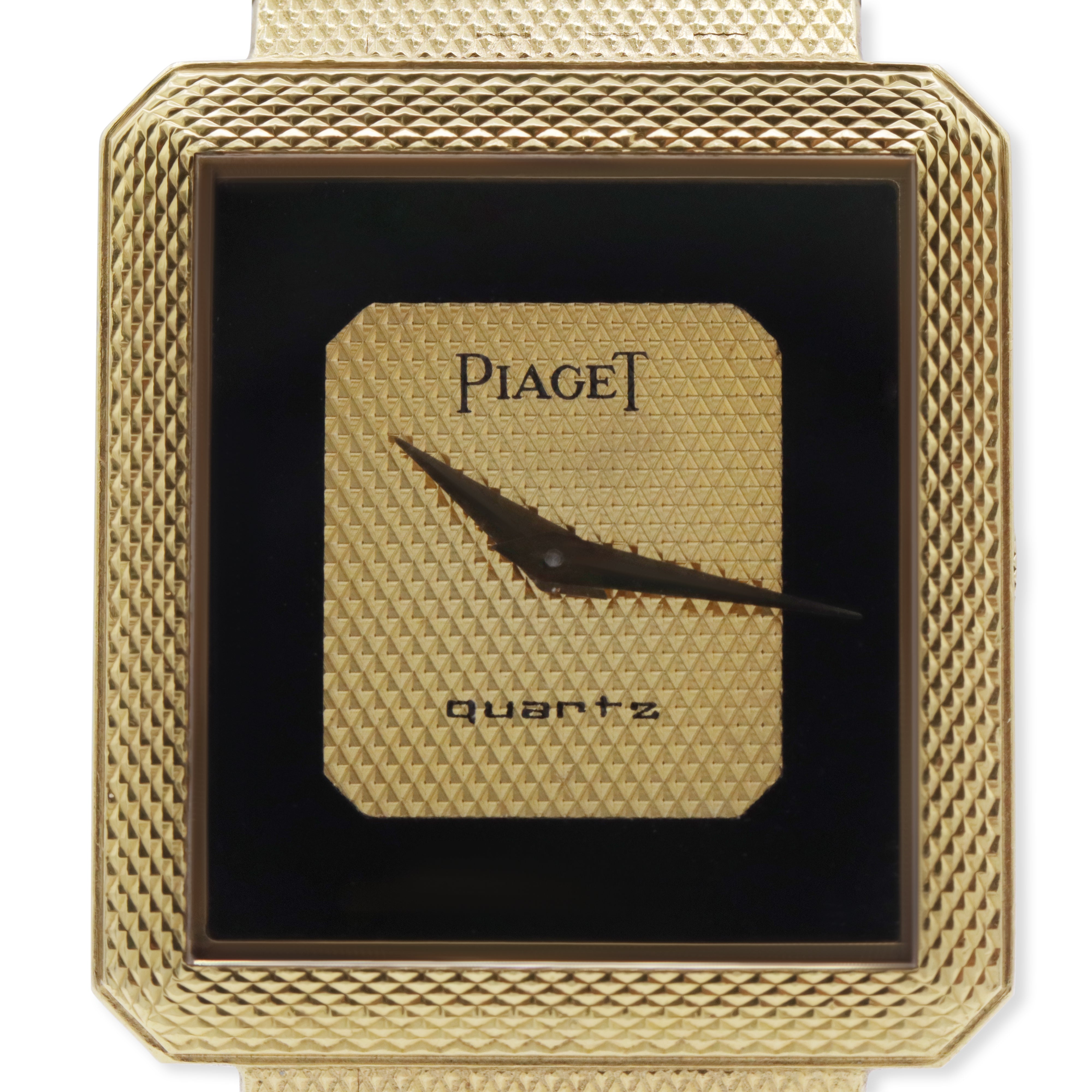 MENS QUARTZ ONYX DIAL 18K YELLOW GOLD