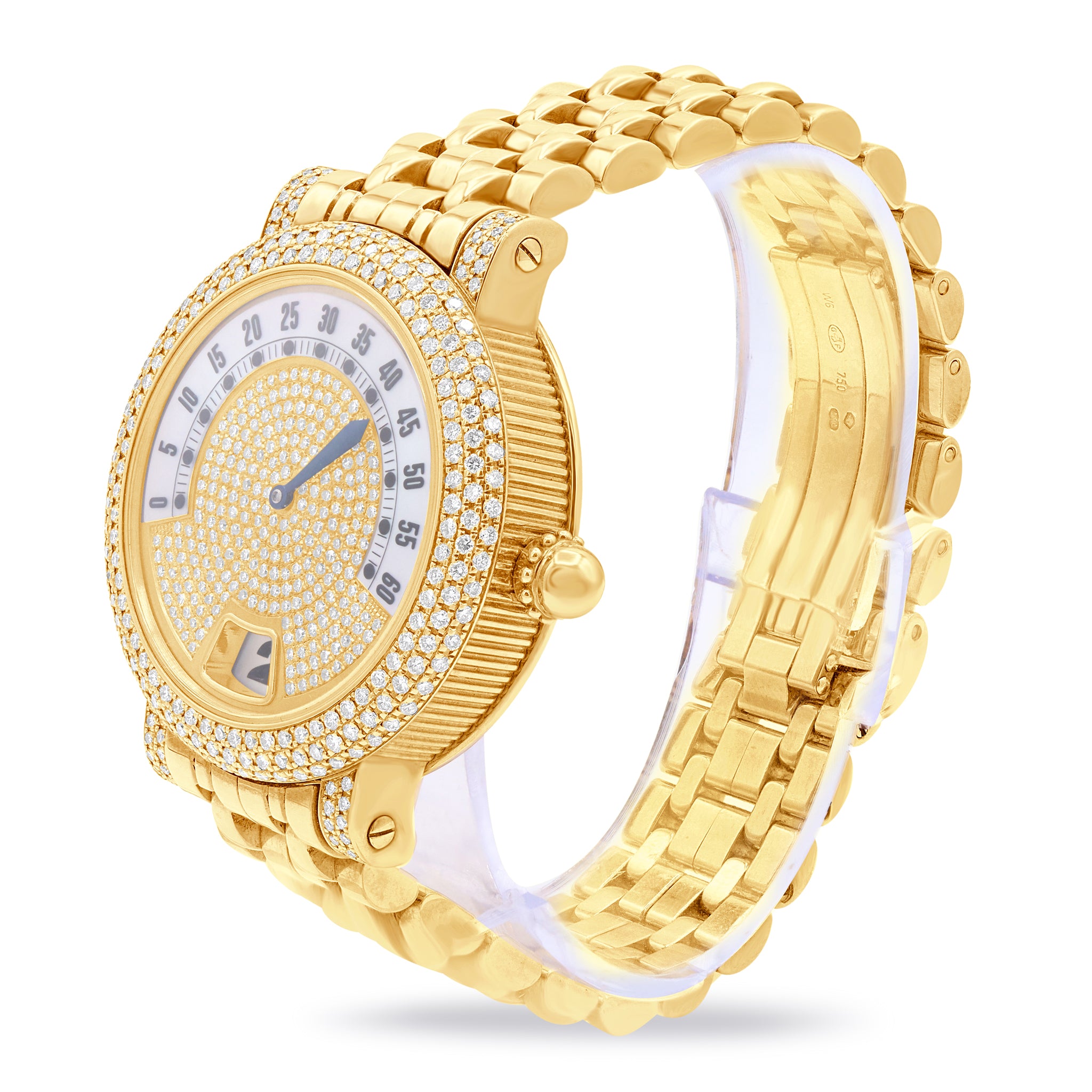 DIAMOND BEZEL YELLOW GOLD RETRO WATCH