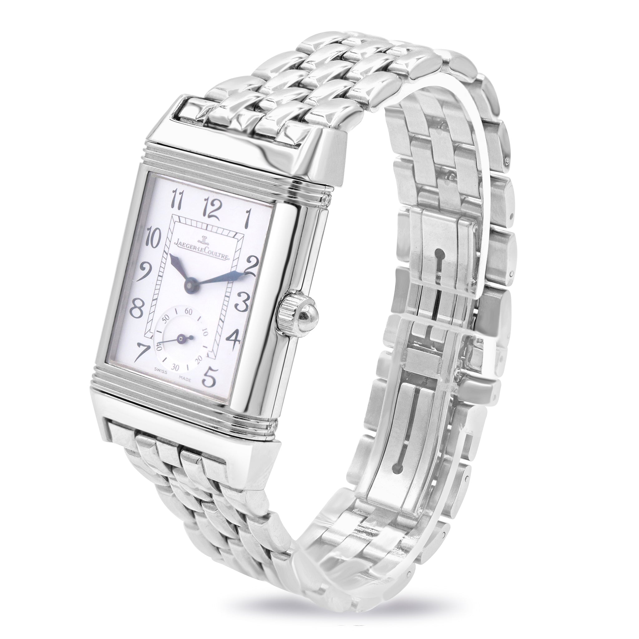 REVERSO DUETTO STEEL SILVER/BLACK DIAL WITH DIAMOND