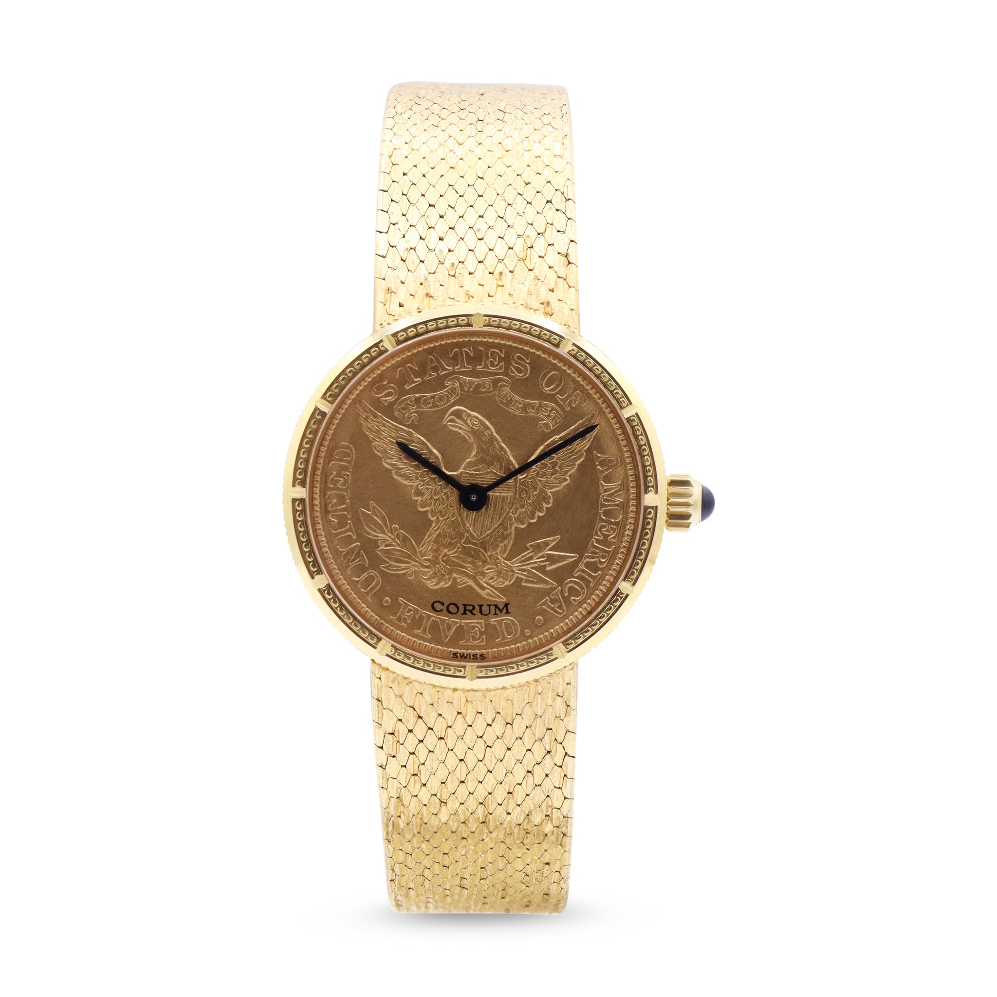 Sold- Corum 22K Gold Yellow Coin Double Swiss U.S. Eagle Mesh Band