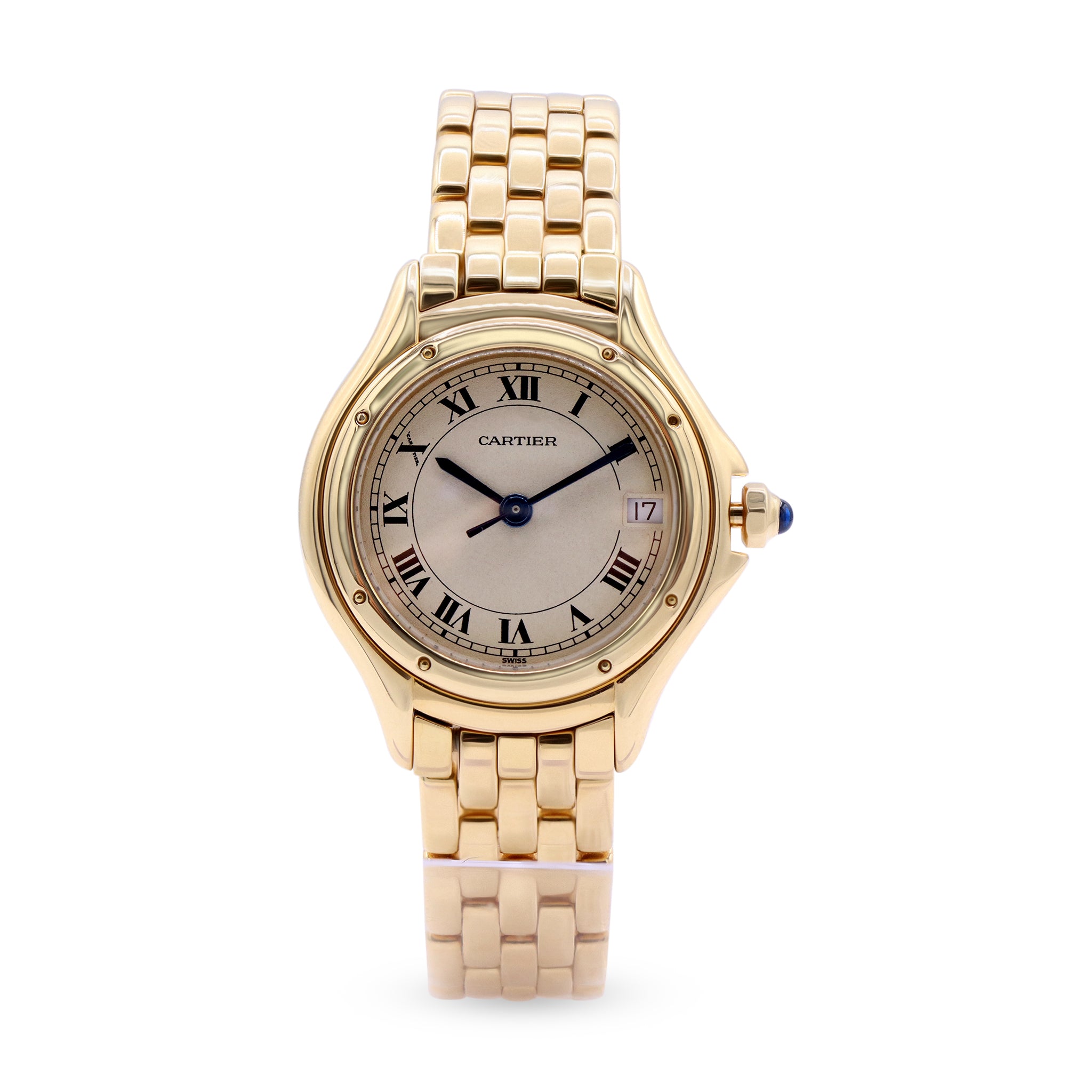 Sold-Cartier Swiss Gold Band, Off-White Dial Quartz 887906 002359