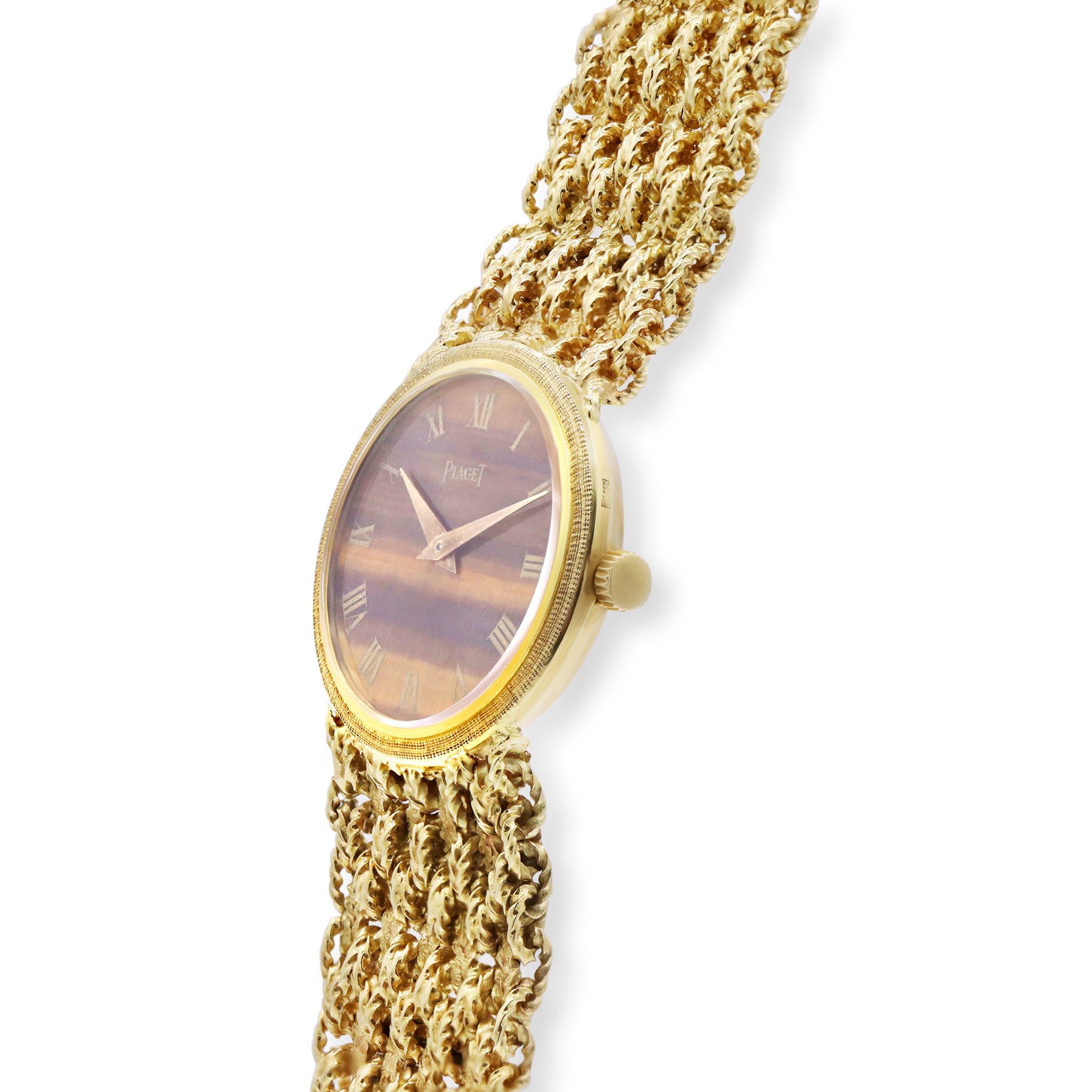 LADIES 18K YELLOW GOLD TIGER EYE DIAL