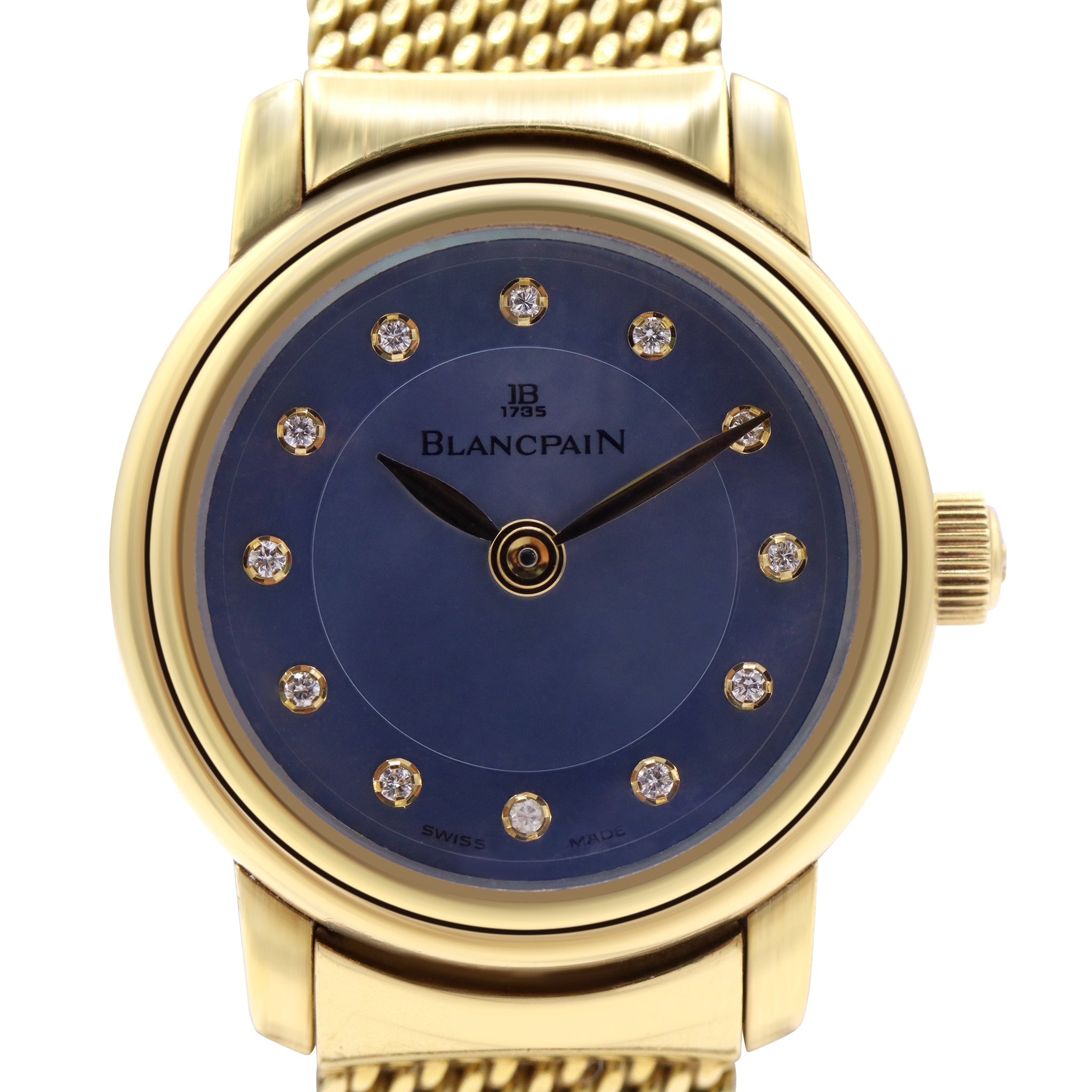 LADYBIRD 18K YELLOW GOLD LADIES BLUE MOTHER OF PEARL DIAL