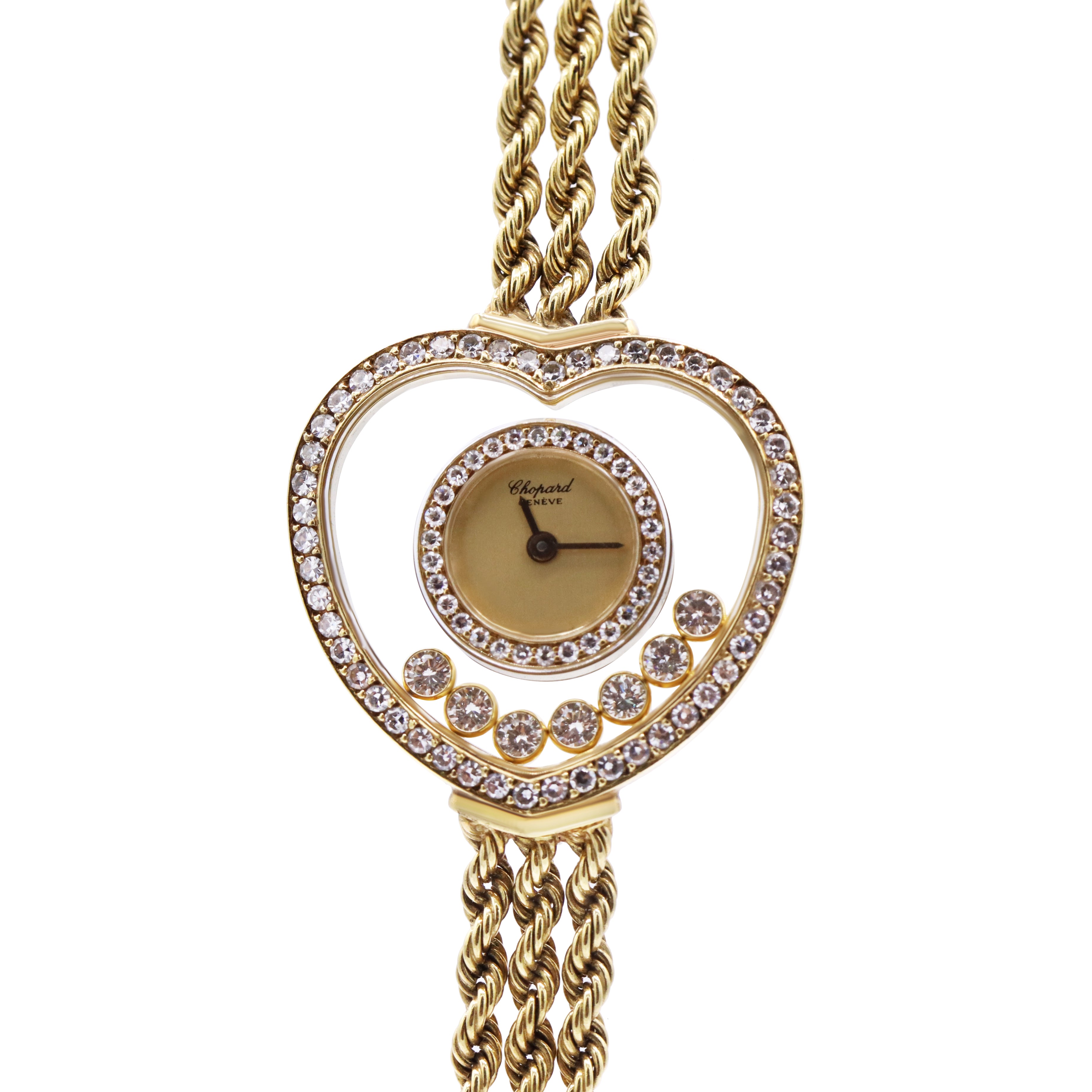 SOLD HAPPY DIAMONDS 18K YELLOW GOLD HEART SHAPE