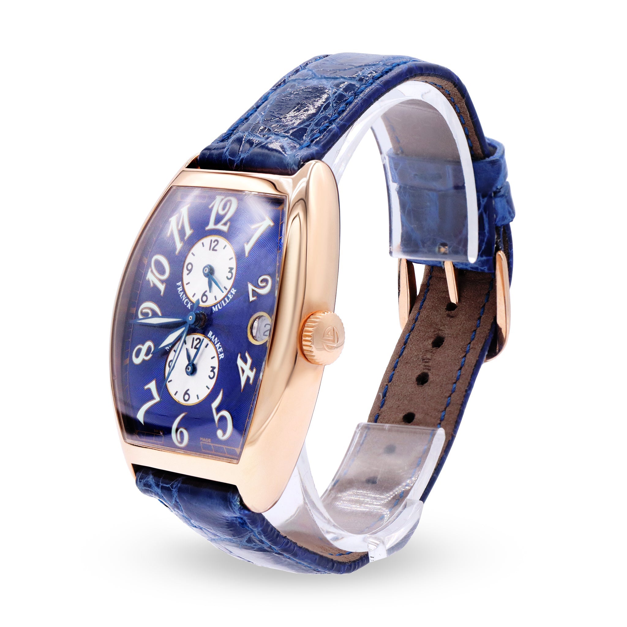 MASTER BANKER 18K ROSE GOLD, BLUE DIAL