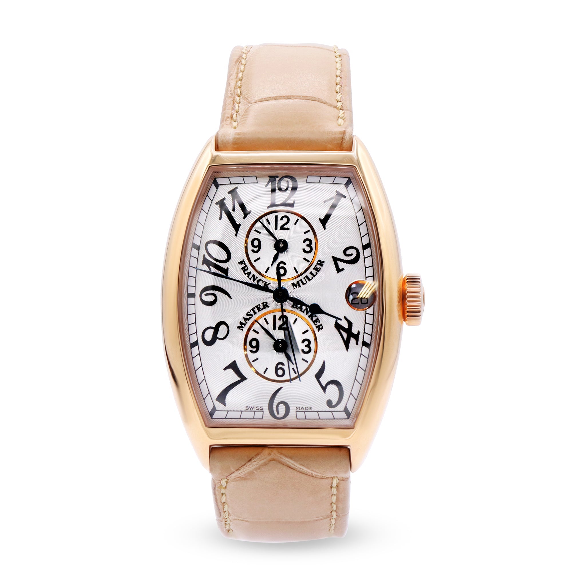 MASTER BANKER 18K ROSE GOLD SILVER DIAL