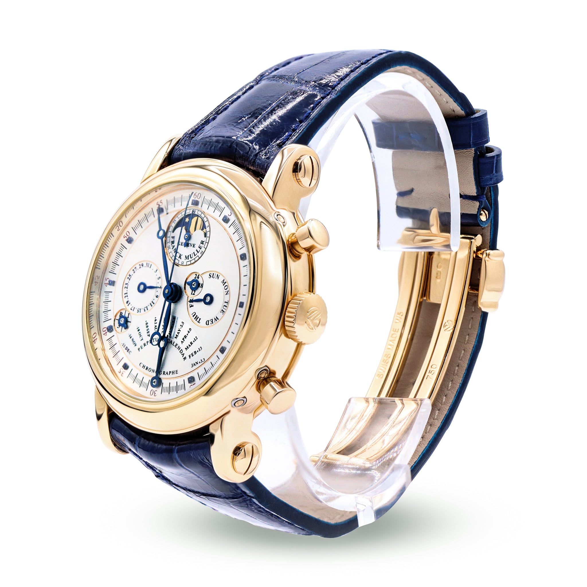 PERPETUAL CALENDAR CHRONOGRAPH AUTOMATIC MOON PHASE 18K ROSE GOLD, SILVER DIAL