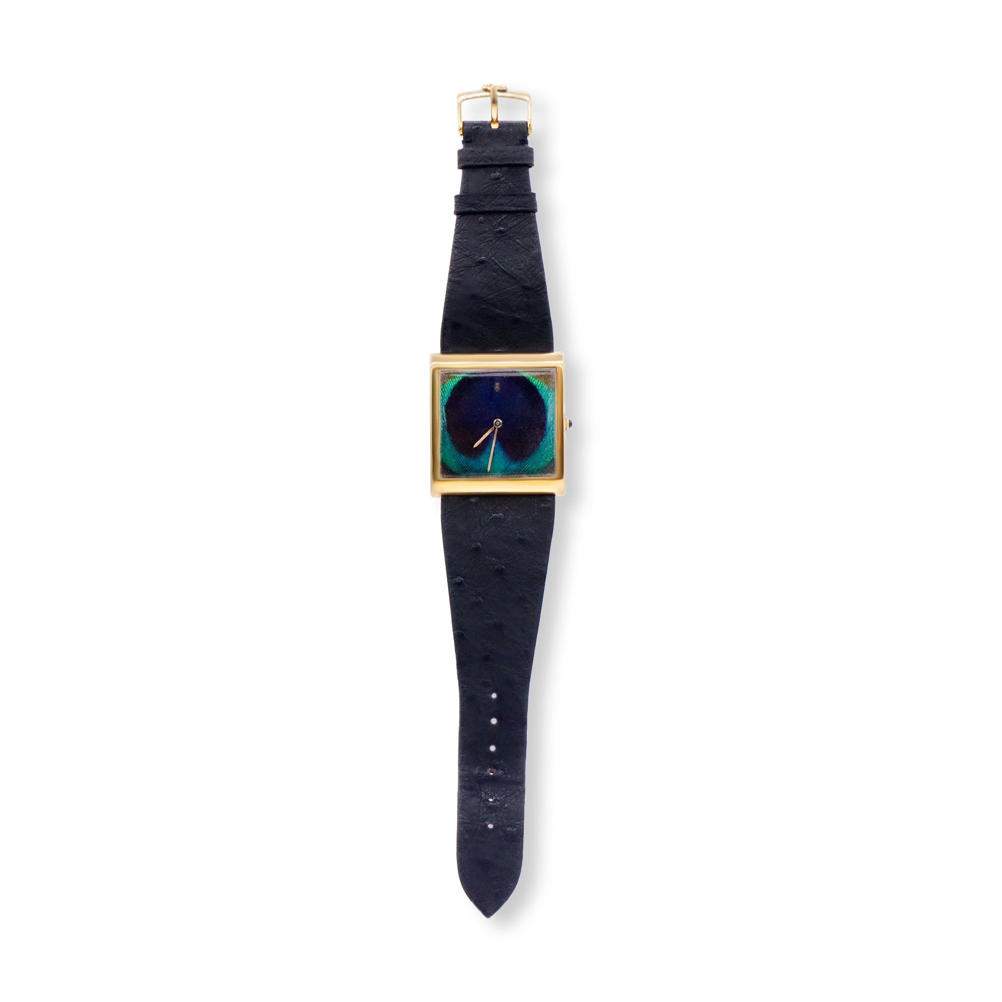 VINTAGE BUCKINGHAM 18K YELLOW GOLD PEACOCK DIAL
