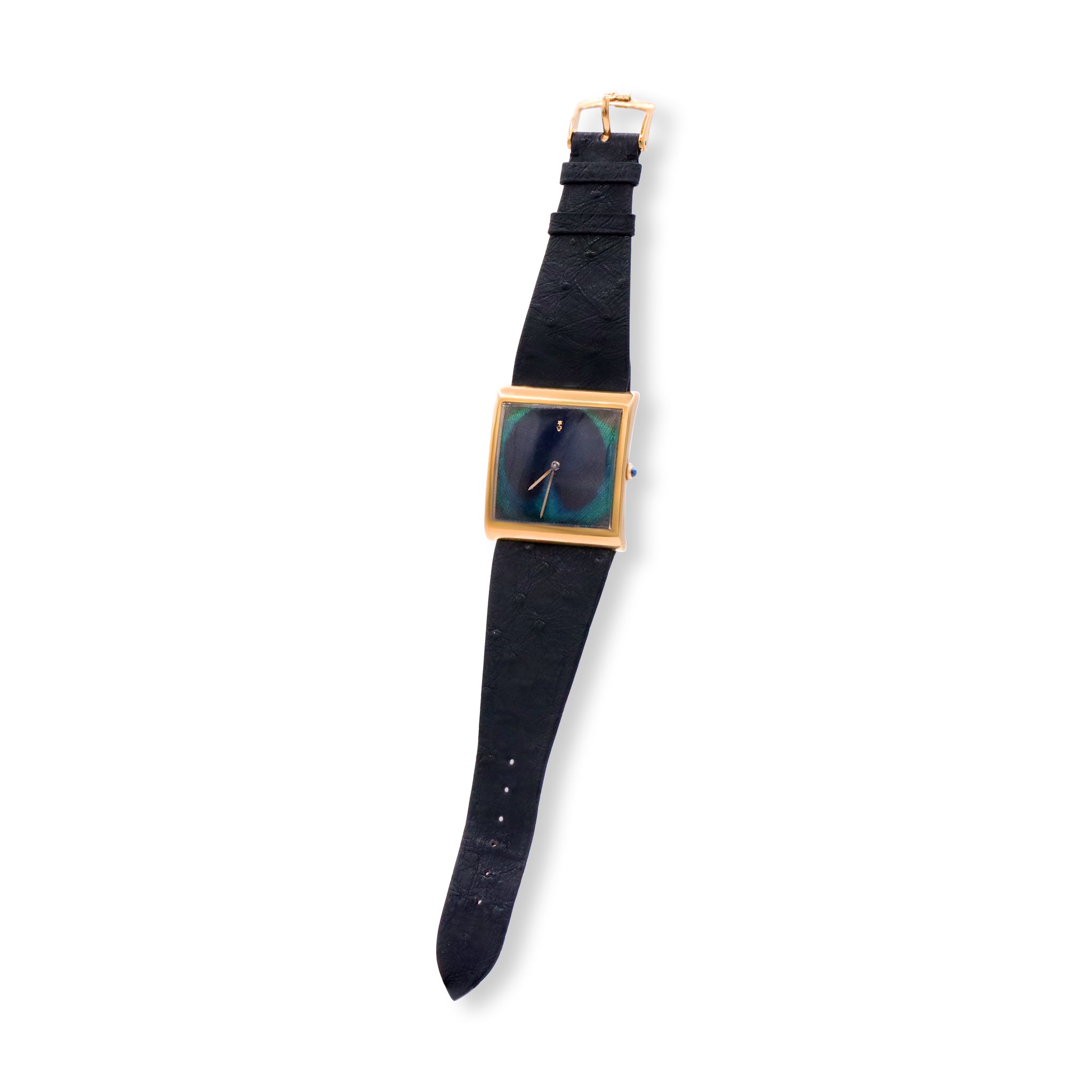 VINTAGE BUCKINGHAM 18K YELLOW GOLD PEACOCK DIAL